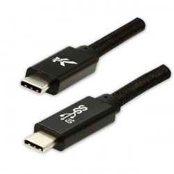 Logo USB kábel (3.2 gen 2), USB C samec - USB C samec, 1m, Power Delivery 100W, 10 Gb/s, 20V/5A, čierny, box, nylónové opleteni