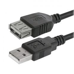 Logo USB predlžovačka (2.0), USB A samec - USB A samica, 3m, čierna, blister