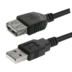 Logo USB predlžovačka (2.0), USB A samec - USB A samica, 1.8m, čierna, blister