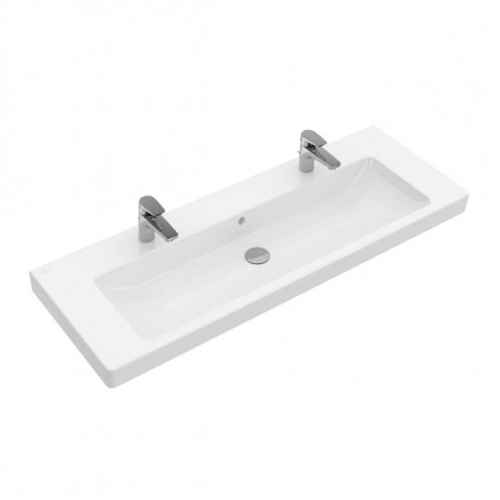 VILLEROY & BOCH Subway 2.0 umývadlo nábytkové 1300x470 mm, s prepadom, s otvormi na dve batérie, biela 7176D201