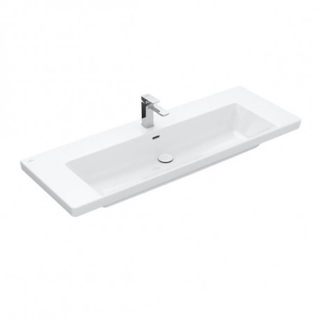 Villeroy & Boch SUBWAY 3.0 umývadlo na skrinku s prepadom s otvorom pre batériu , 1300 x 470 mm, Biela Alpin , 4A70D5R1