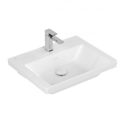 Villeroy & Boch SUBWAY 3.0 umývadlo na skrinku s otvorom pre batériu, bez prepadu, 600 x 470 mm, Biela Alpin Ceramic Plus 4A706