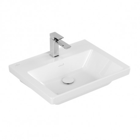 Villeroy & Boch SUBWAY 3.0 umývadlo na skrinku s otvorom pre batériu, bez prepadu, 600 x 470 mm, Biela Alpin Ceramic Plus 4A706