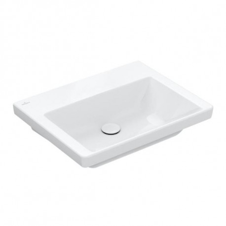 Villeroy & Boch SUBWAY 3.0 umývadlo na skrinku bez prepadu bez otvoru pre batériu , 600 x 470 mm, Biela Alpin , 4A706301