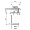 Alca - Výpusť umývadlová CLICK/CLACK 5/4" celokovová s prepadom, veľká zátka, biela-lesk, A392B