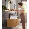 Hansgrohe Rebris E batéria pre umývadlovú misu 240, s výpusťou, CoolStart, matná čierna 72581670