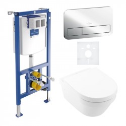 VILLEROY & BOCH Architectura predstenový set ViConnect, WC misa DirectFlush, sedátko SoftClosing, tlačítko chróm 4694HR01SET2