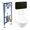 VILLEROY & BOCH Architectura predstenový set ViConnect, WC misa DirectFlush, sedátko SoftClosing, tlačítko čierne 4694HR01SET3