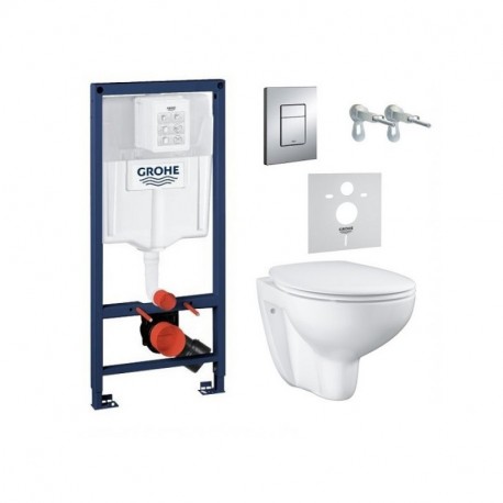 GROHE Solido - set modul Rapid SL, misa WC Bau Ceramic Rimless, sedátko SoftClose, tlačidlo Skate Cosmo chróm 39586000