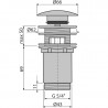 Alcadrain umývadlová výpusť CLICK/CLACK 5/4" celokovová s prepadom, veľká zátka, chróm A392C