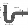 Alcadrain umývadlový sifón „U“ DN32 s prevlečnou maticou 5/4", kov, čierna matná, A4320BLACK