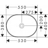 Hansgrohe Xuniva U umývadlo na dosku 550 x 400 mm bez otvoru pre batériu a prepadu, SmartClean, biela, 61073450