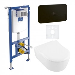 VILLEROY & BOCH Avento predstenový set modul ViConnect, WC misa DirectFlush, sedátko SoftClosing, tlačítko E200 matná čierna 56