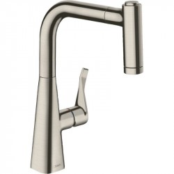 Hansgrohe Metris M71 drezová batéria 220 s vyťahovacou spŕškou 2jet, sBox vzhľad nerezu 73800800