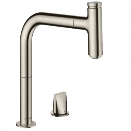 Hansgrohe Metris Select M71 drezová batéria 200 s vyťahovacím výtokom 1jet, sBox a tlačítkom Select vzhľad nerezu 73804800