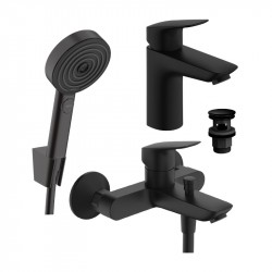 Hansgrohe Logis SET 3v1 sada pre vaňu a umývadlo, matná čierna, 71400670+71107670+24303670