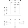 Hansgrohe Xelu Q doska pod umývadlo 780 x 550 mm s výrezom uprostred pre zápustné umývadlo na dosku 600 x 480 mm, prírodný buk,