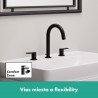 Hansgrohe Vernis Shape trojotvorová umývadlová batéria s odtokovou súpravou s tiahlom, EcoSmart, matná čierna, 71563670