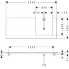 Hansgrohe Xelu Q doska pod umývadlo 1360 x 550 mm s výrezom vpravo pre zápustné umývadlo na dosku 500 x 480 mm, tmavý orech, 54