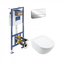 Villeroy & Boch predstenový modul ViConnect Pro S + WC misa SUBWAY 3.0 TwistFlush, CeramicPlus, sedátko SoftClose, tlačítko chr