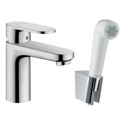 Hansgrohe Vernis Blend umývadlová batéria 100 s ručnou sprchou Bidette a hadicou, EcoSmart, chróm, 71215000