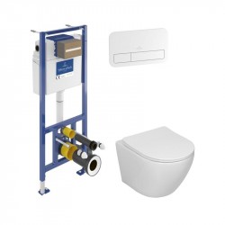 Villeroy & Boch predstenový modul ViConnect Pro S + WC misa SINTO Rim+, sedátko WC so SoftClose tlačítko biele