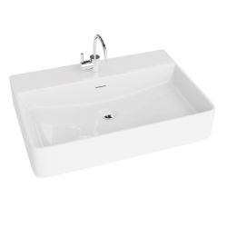 LAVITA ALTAYA Slim umývadlo na dosku 61 x 12,5 x 42 cm s prepadom s otvor na bat biela