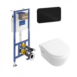 Villeroy & Boch predstenový modul ViConnect Pro S + WC misa ARCHITECTURA DirectFlush, sedátko SoftClose, tlačítko čierne sklo
