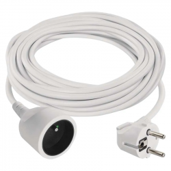 EMOS predlžovací kábel 10 m, 1 zásuvka, biely, PVC, 1,5 mm2