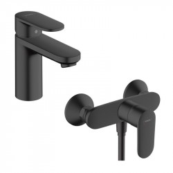 Hansgrohe VERNIS Blend set 2v1 sprchová batéria 71640670 s umývadlovou batériou 100 bez výpuste matná čierna 460028