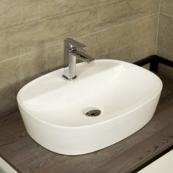 LAVITA PEREYASLIM - keramické umývadlo na dosku miska 50,5 x 38,5 cm v Slim dizajne bez prepadu s otvorom na batériu biele PERE