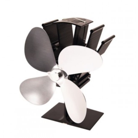 ventilátor krbový, 4 lopatkový na dymovod strieborný