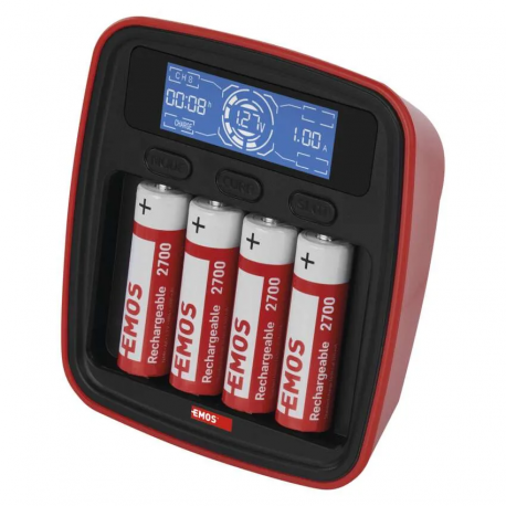 EMOS Inteligentná nabíjačka BCN-42D + 4xAA 2700mAh, 1603029000