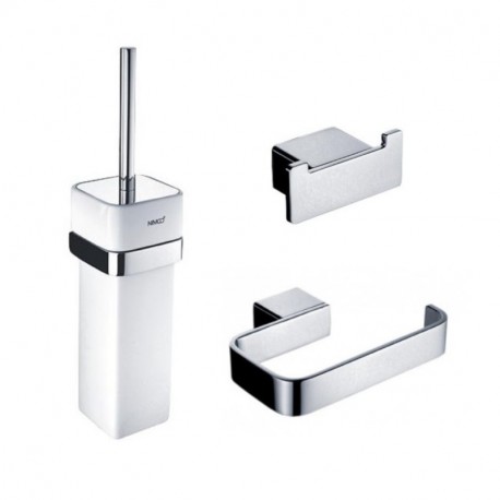 NIMCO KIBO SET držiak WC papiera + háčik + kefa WC KIBO s nádobkou chróm SETKIBO
