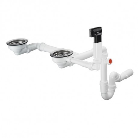 Hansgrohe drezový sifón D17-10 ručne ovládaný pre granitový dvojdrez a jednodrez s vaničkou chróm, 43928000