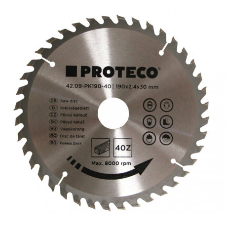 PROTECO 190x2,4x30/20 40z kotúč pílový