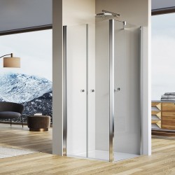 RONAL SOLINO SET 2v1 sprchový kút SOLL2 + SOLT2 90 x 90cm, 4-uhol, dvojkrídlové dvere + bočná stena - ROZBALENÝ TOVAR