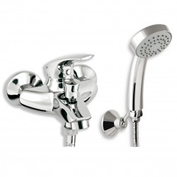 NOVASERVIS Metalia 57 nastenná vaňová batéria s kĺb. drž. sprchy samočist. ružicou a viaczámkovou kovovou hadicou chróm 57024,0