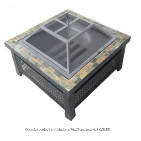 Ohnisko oceľové s obkladom, 76x76cm, pevné, SKVELER
